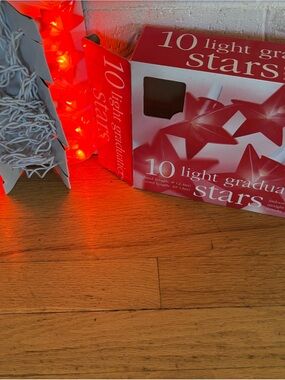 Vintage NWT Red Star Novelty Lights new In Box Graduation Or Holiday Decor